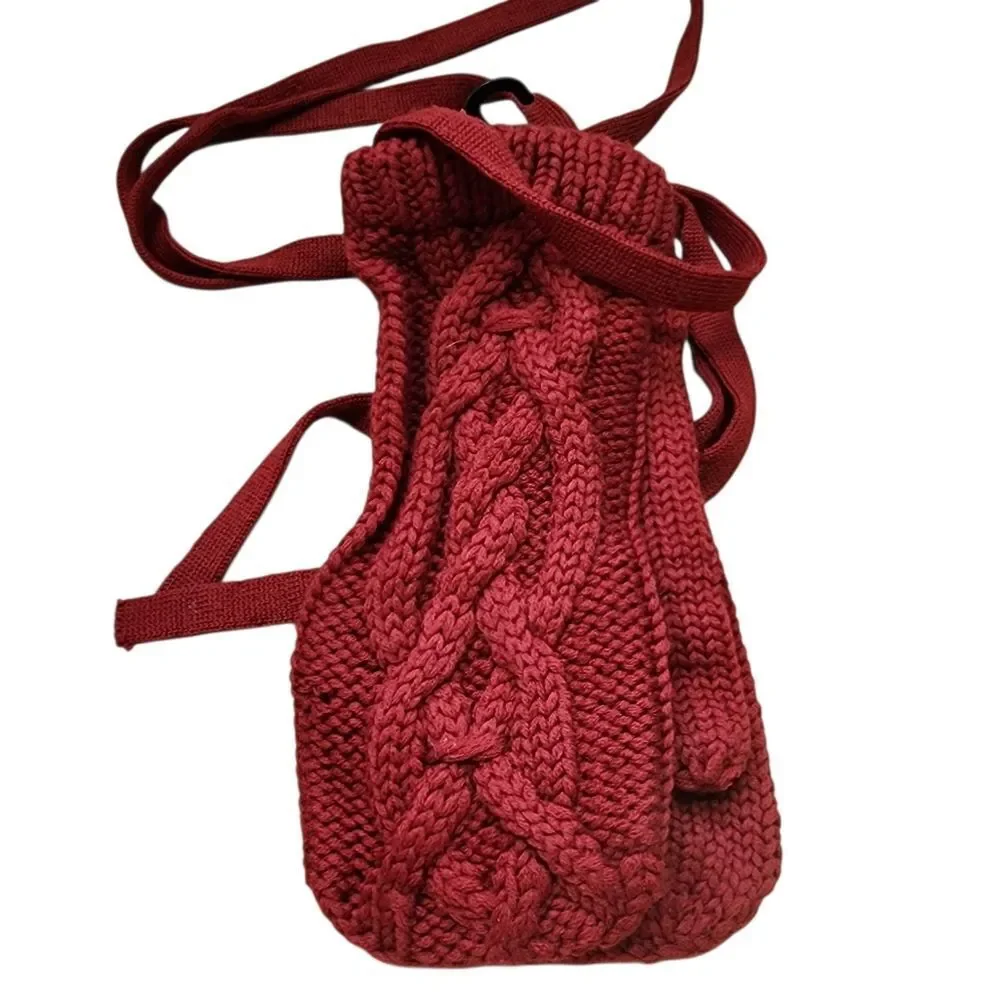 Banana Republic Handknit Wool Cable Mitten Gloven Red NWT